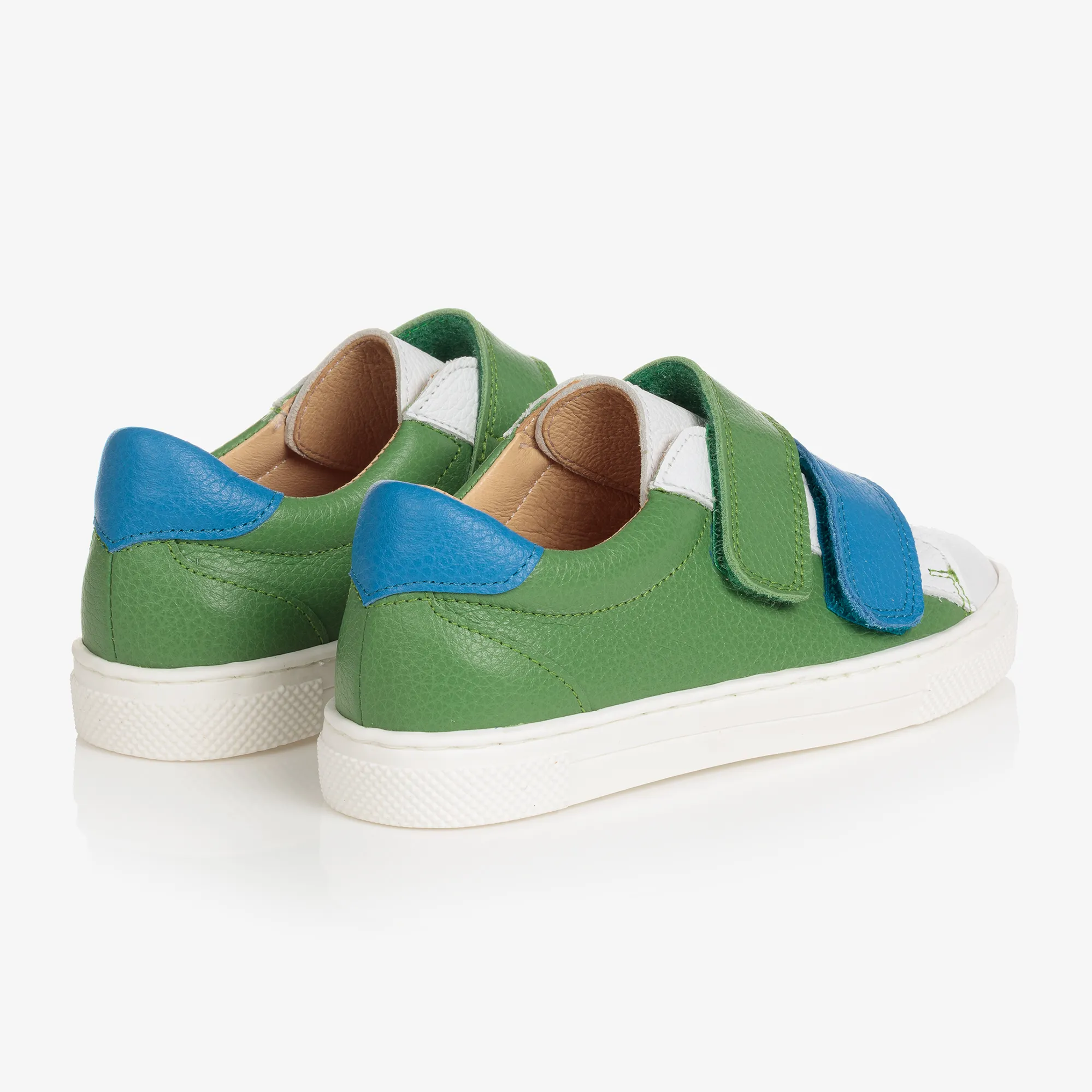 Green & White Leather Trainers