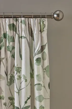 Green Isla Floral Print Pencil Pleat Blackout/Thermal Curtains