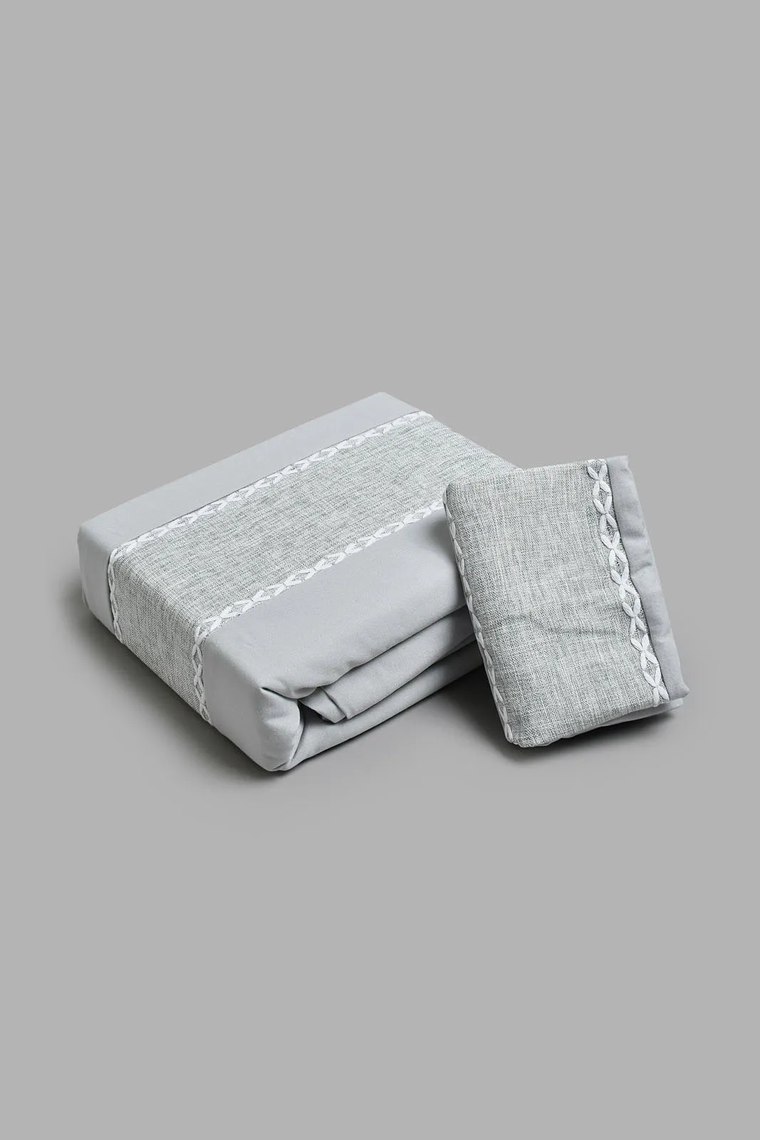 Grey 2-Pieces Duvet Cover Set With Lace (Single Size)