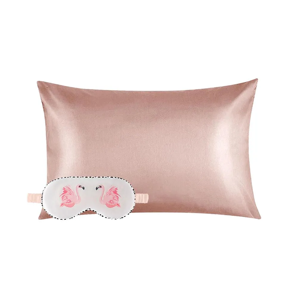 Hang Accessories Flamingo Eye Mask & Blush Pillowcase Satin Set