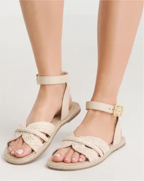 Ivy Raffia Two Part Flat Sandals Extra Wide EEE Fit | Simply Be