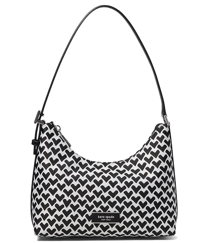 Kate Spade New York Sam Icon Modernist Hearts Jacquard Fabric Small Shoulder Bag