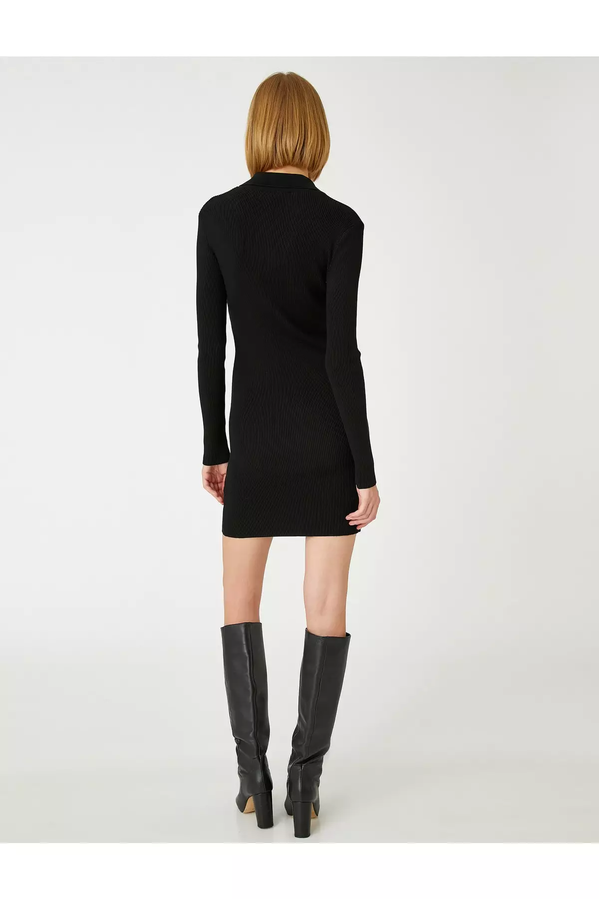 KOTON Polo Neck Mini Knitted Dress