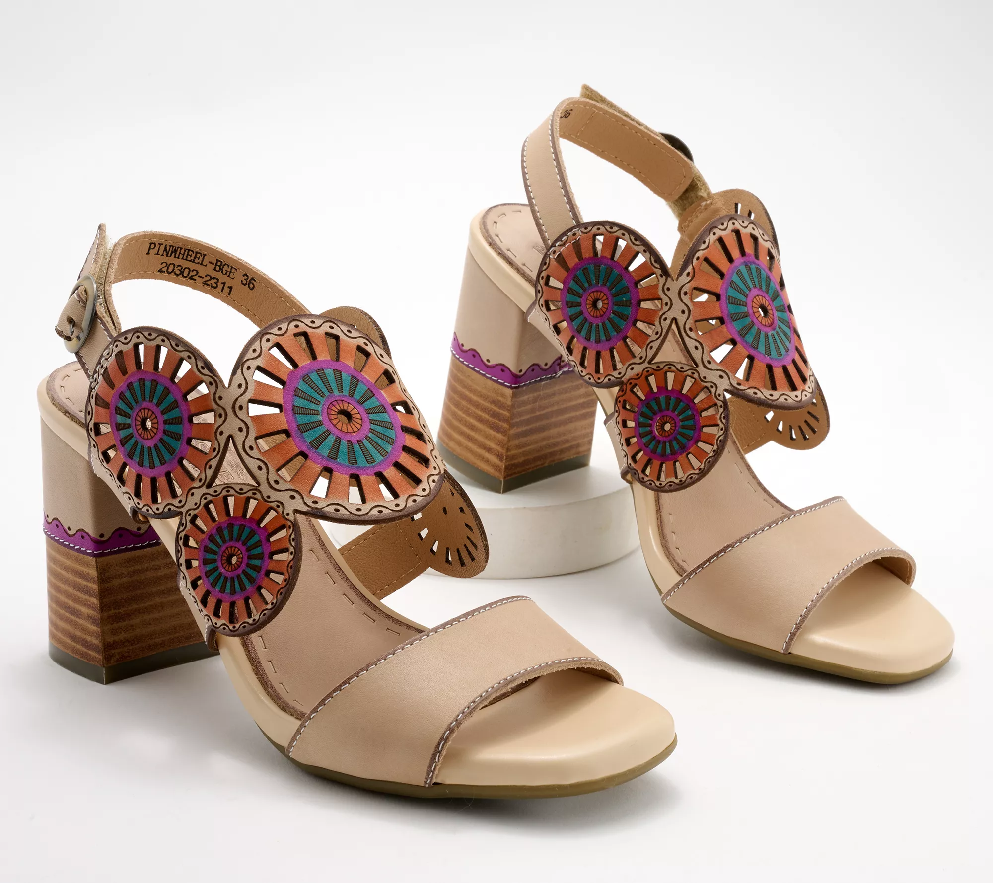 L'Artiste by Spring Step Leather Heeled Sandals -Pinwheel