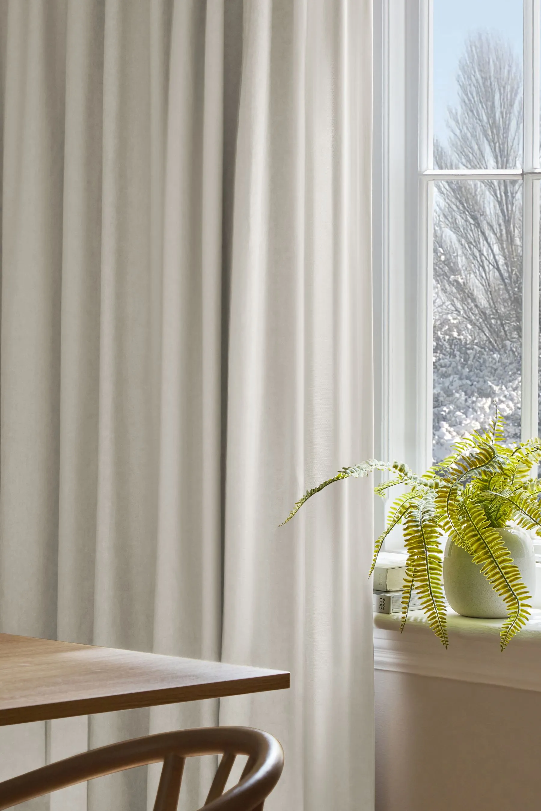 Light Natural Cotton Blackout/Thermal Pencil Pleat Curtains