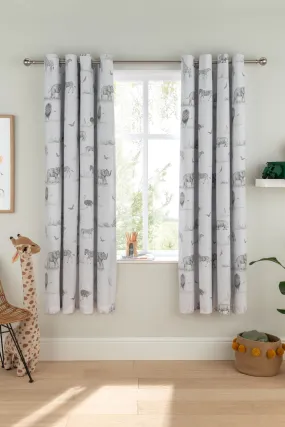 Little Knightley Grey Zambezi 168 x 137cm Blackout Eyelet Curtains