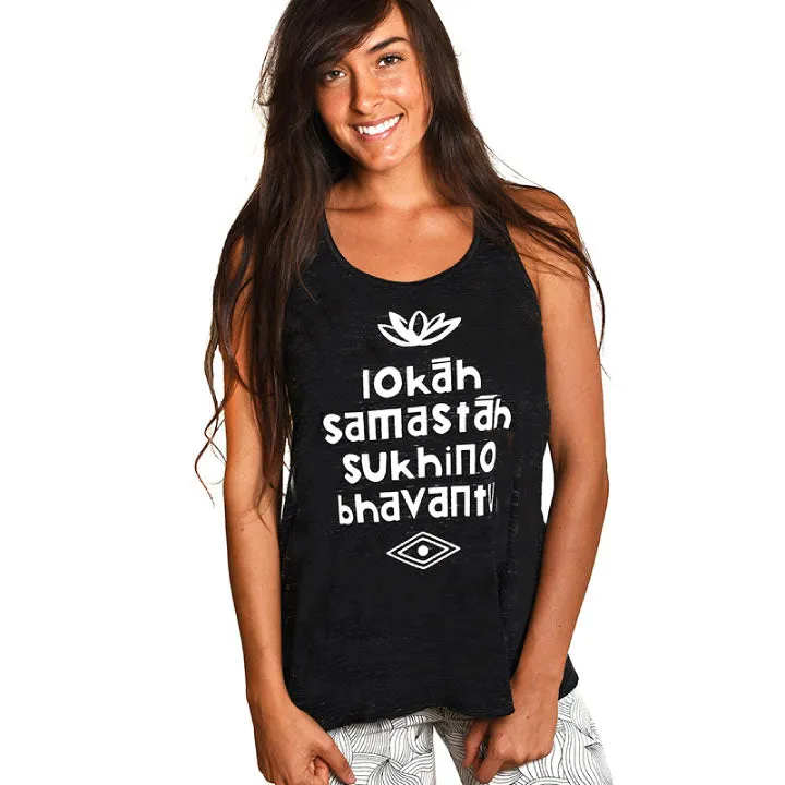 Lokah Samastah - Women's Flowy Racerback Tank