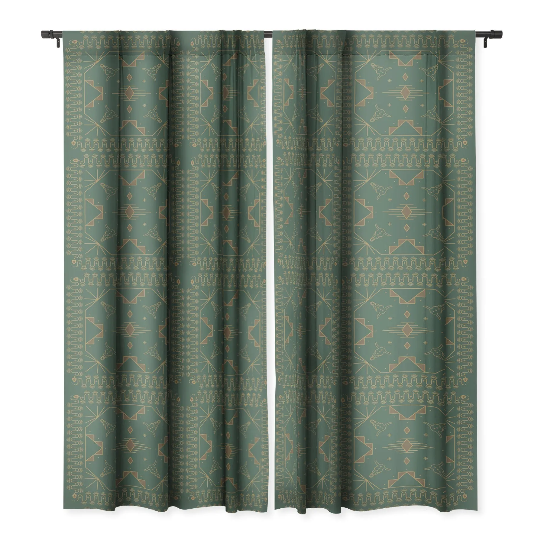 Lost Desert Green Blackout Window Curtains (DS) DD