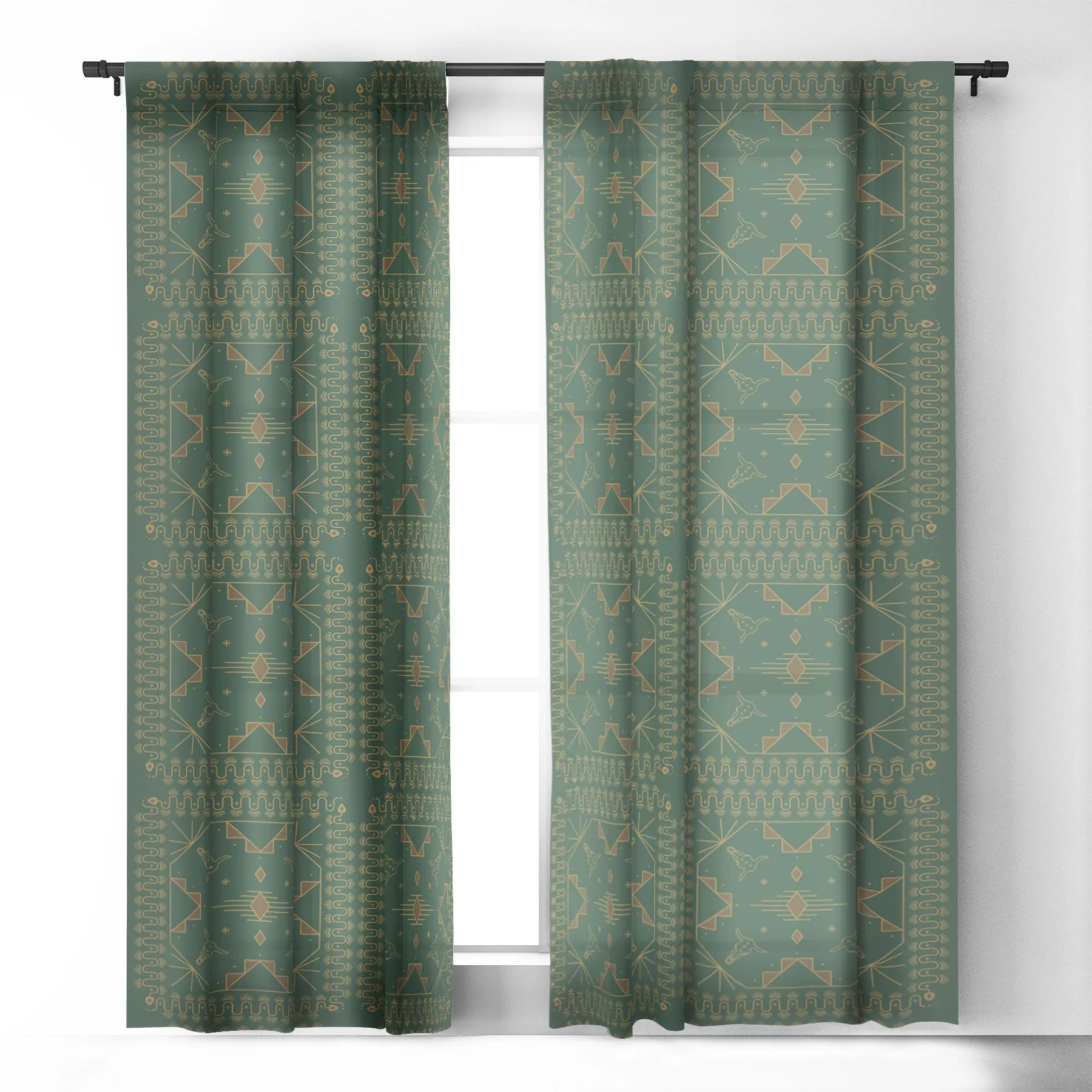 Lost Desert Green Blackout Window Curtains (DS) DD