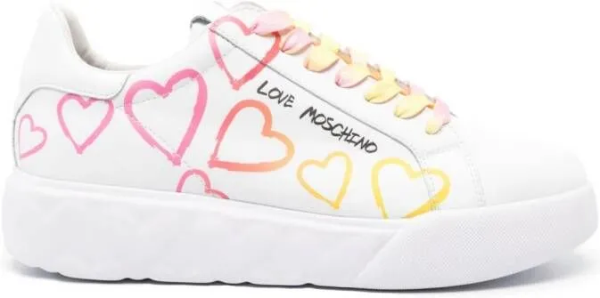 Love Moschino logo-print leather sneakers White