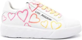 Love Moschino logo-print leather sneakers White