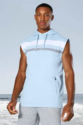 Man Active Colour Block Sleeveless Hoodie | boohooMAN UK