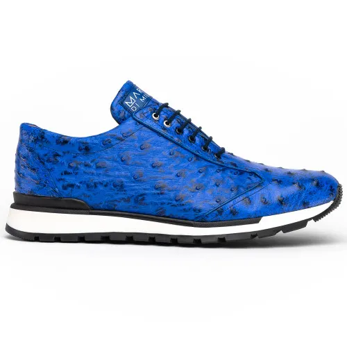 Marco Di Milano Scanno Electric Blue Ostrich Quill Sneakers