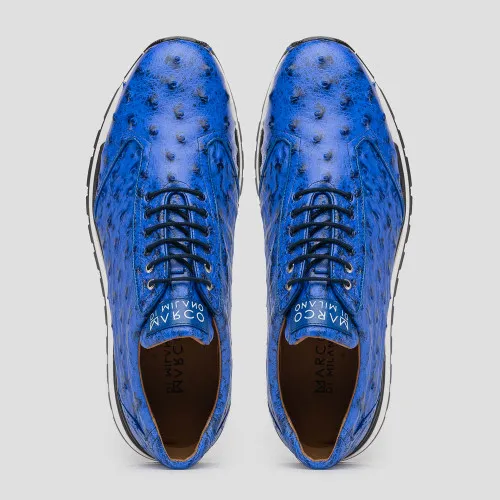 Marco Di Milano Scanno Electric Blue Ostrich Quill Sneakers