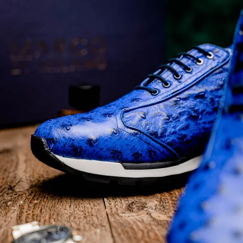 Marco Di Milano Scanno Electric Blue Ostrich Quill Sneakers