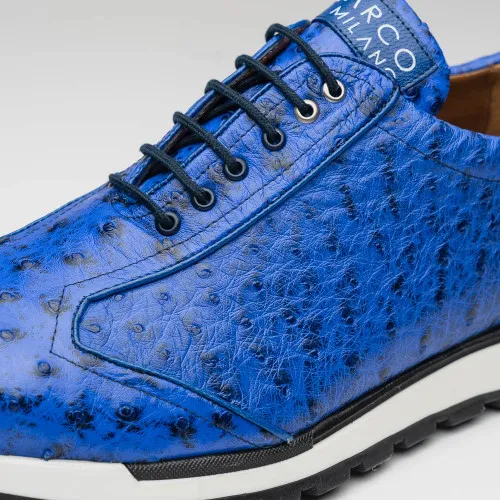 Marco Di Milano Scanno Electric Blue Ostrich Quill Sneakers