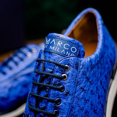 Marco Di Milano Scanno Electric Blue Ostrich Quill Sneakers