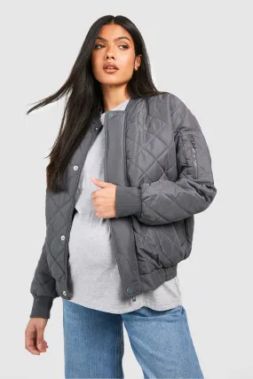 Maternity Diamond Quilt Bomber Jacket