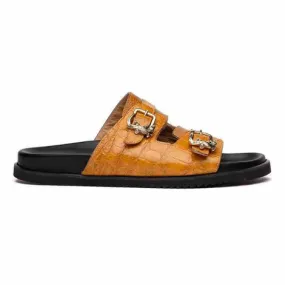 Mauri Men's Reef Toffee Alligator and Ostrich Leg Exotic Sandals