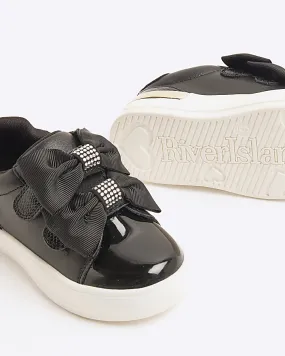 Mini Girls Black Bow Trainers