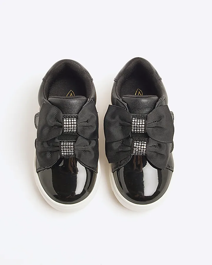 Mini Girls Black Bow Trainers