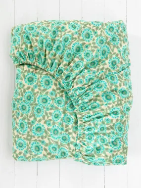 Mix & Match Soft Cotton Fitted Sheet - Mint Dahlia