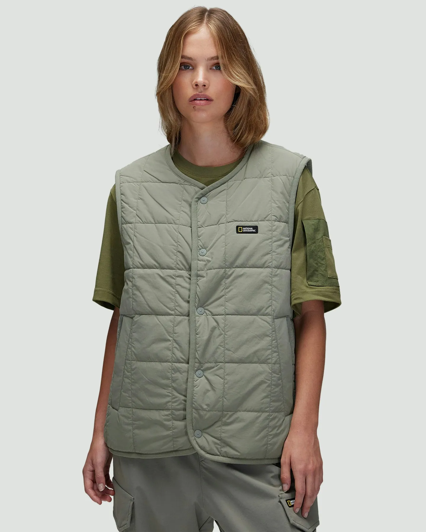 National Geographic Osqoodi Quilted Reversible Vest - Khaki | SurfStitch