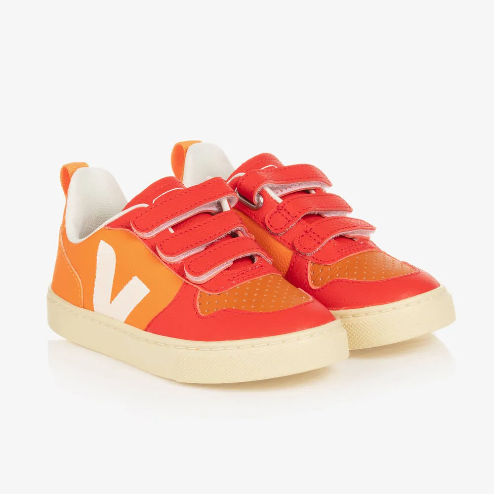 Orange & Red V-10 Velcro Leather Trainers