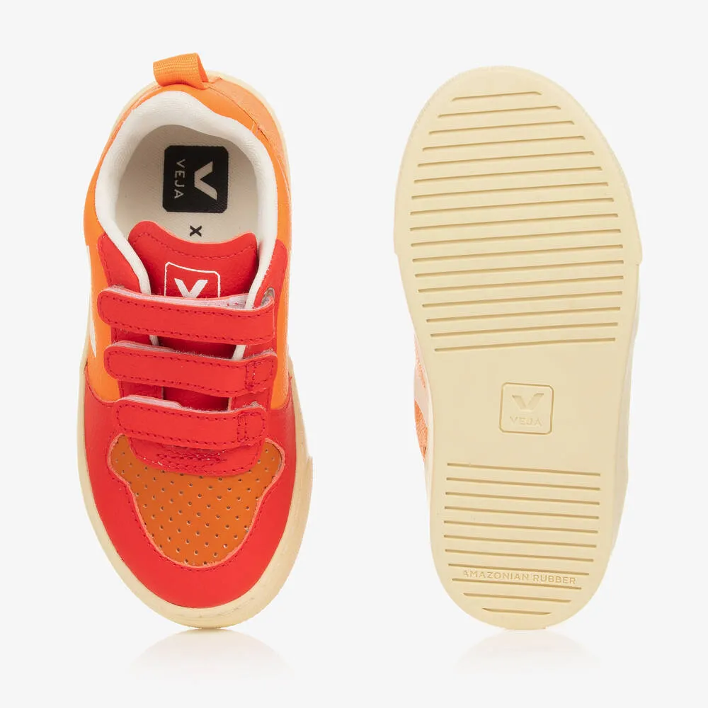 Orange & Red V-10 Velcro Leather Trainers