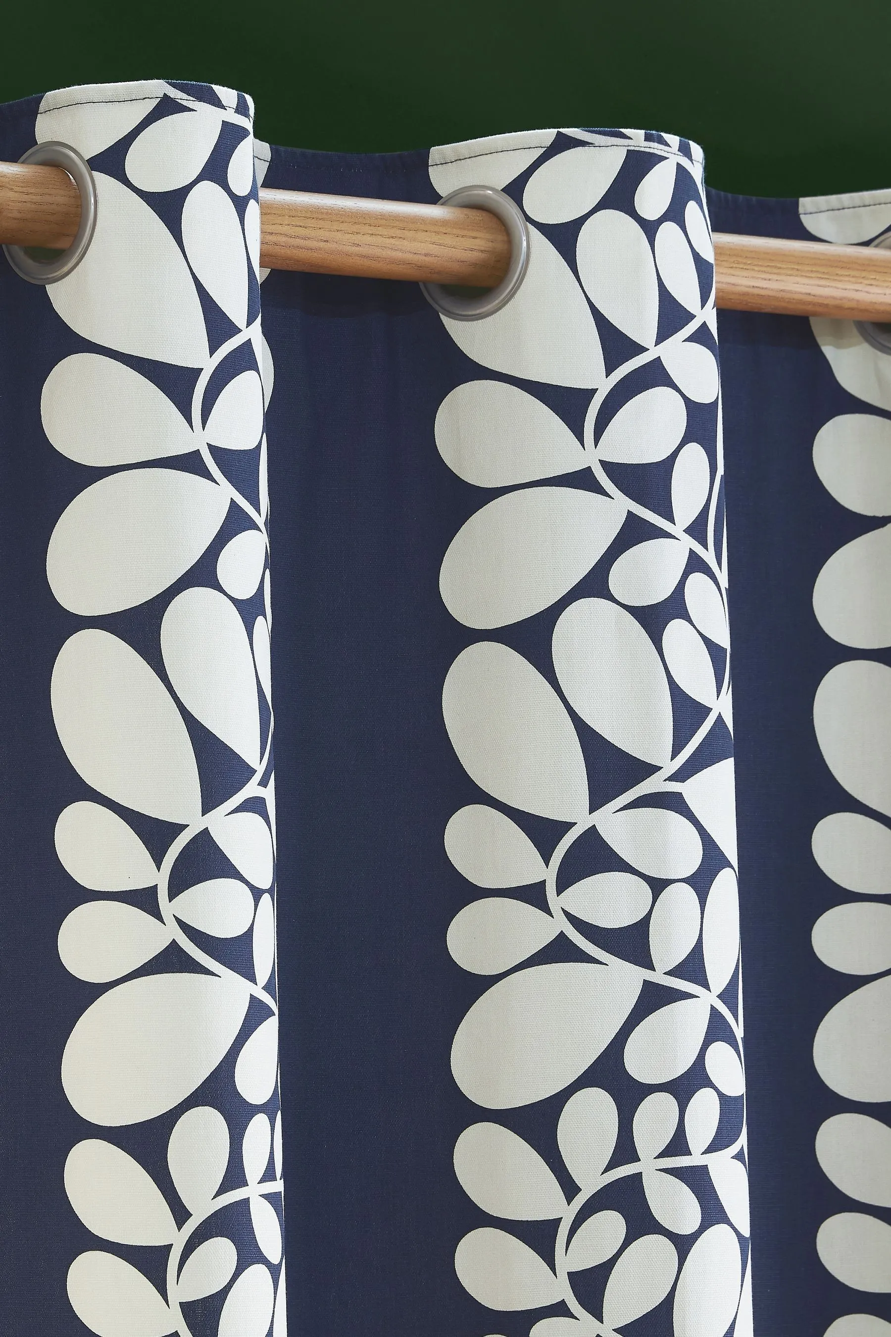 Orla Kiely Space Blue Sycamore Stripe Eyelet Curtains