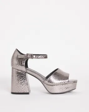 Pavla Metallic Classic Platform Heeled Sandals Ex Wide Fit | Simply Be