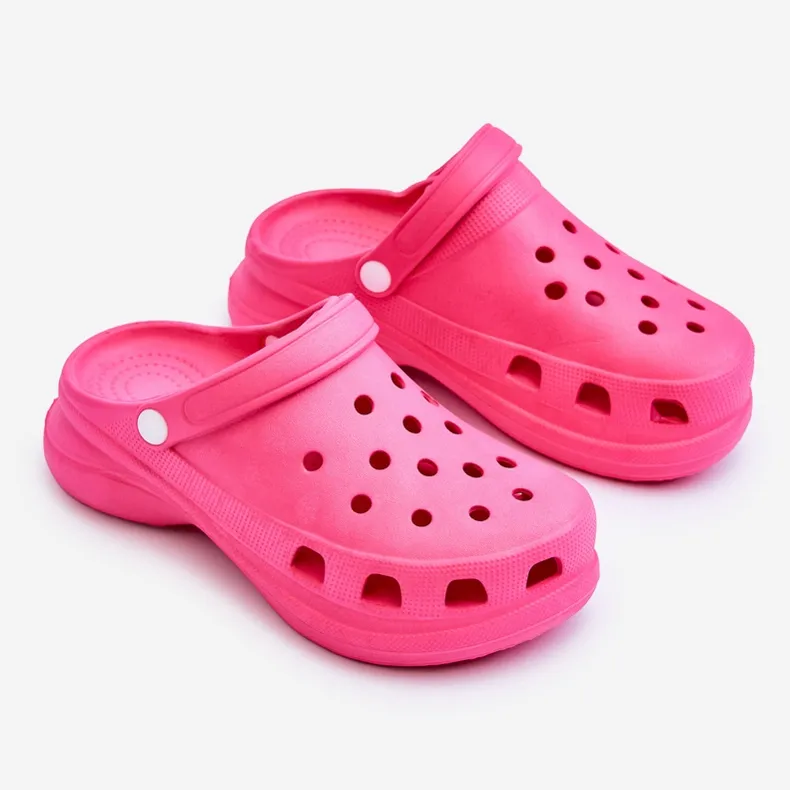 PG2 Foam Crocs Sandals On A Chunky Sole Dark Pink Katniss