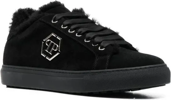 Philipp Plein logo-plaque leather sneakers Black