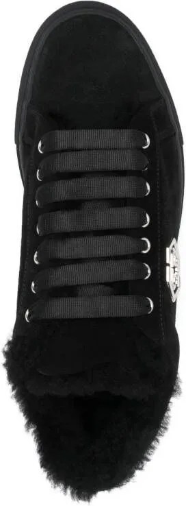 Philipp Plein logo-plaque leather sneakers Black