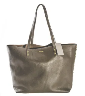 Pietro Alessandro Pietro NYC Unlined Pebble Grain Studded Leather Tote in Charcoal Gray