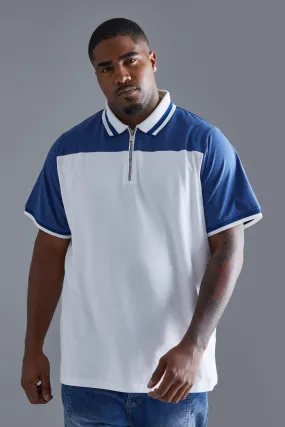 Plus Colour Block Polo | boohooMAN UK