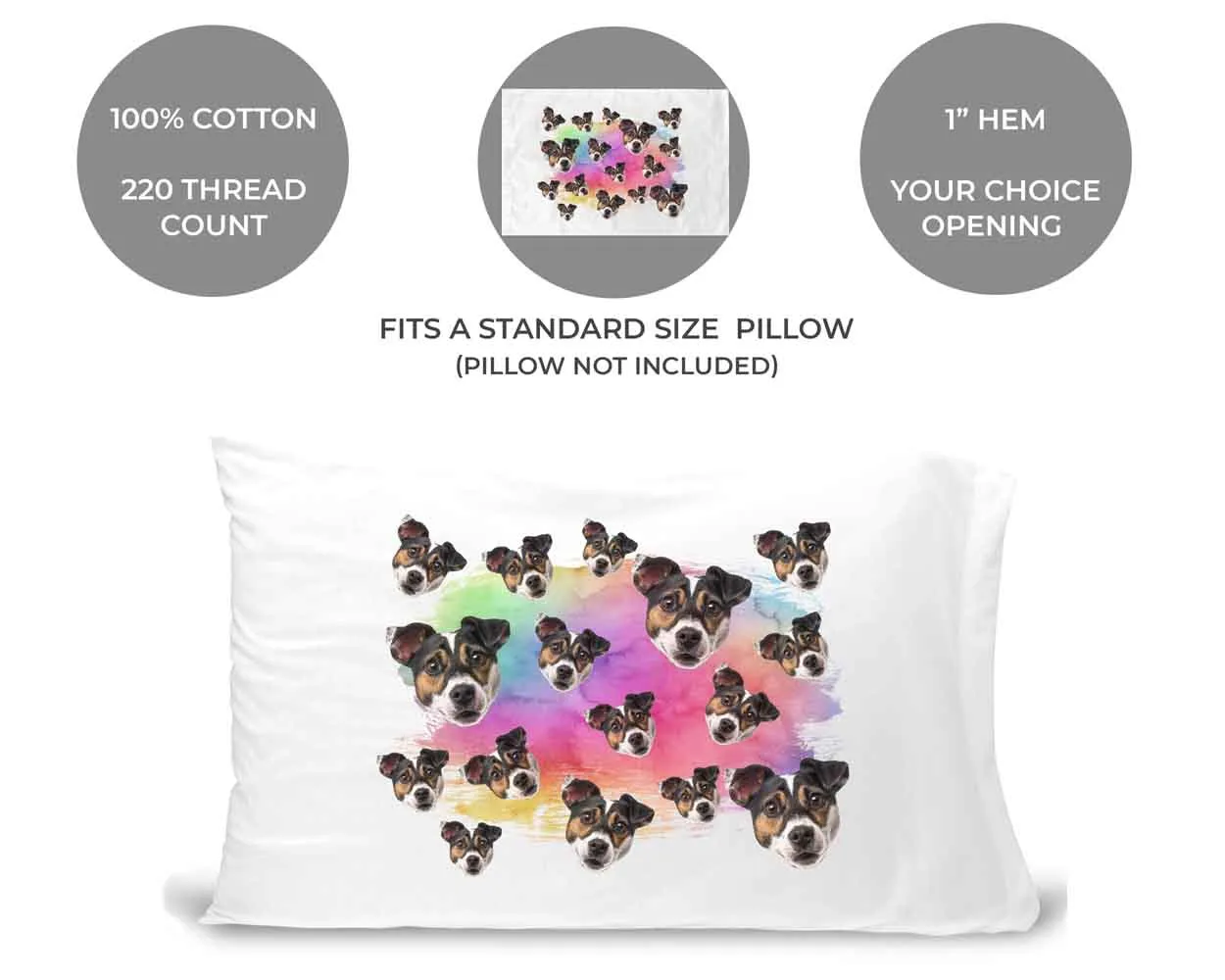 Rainbow All Over Face Photo Pillowcase - Upload a Photo