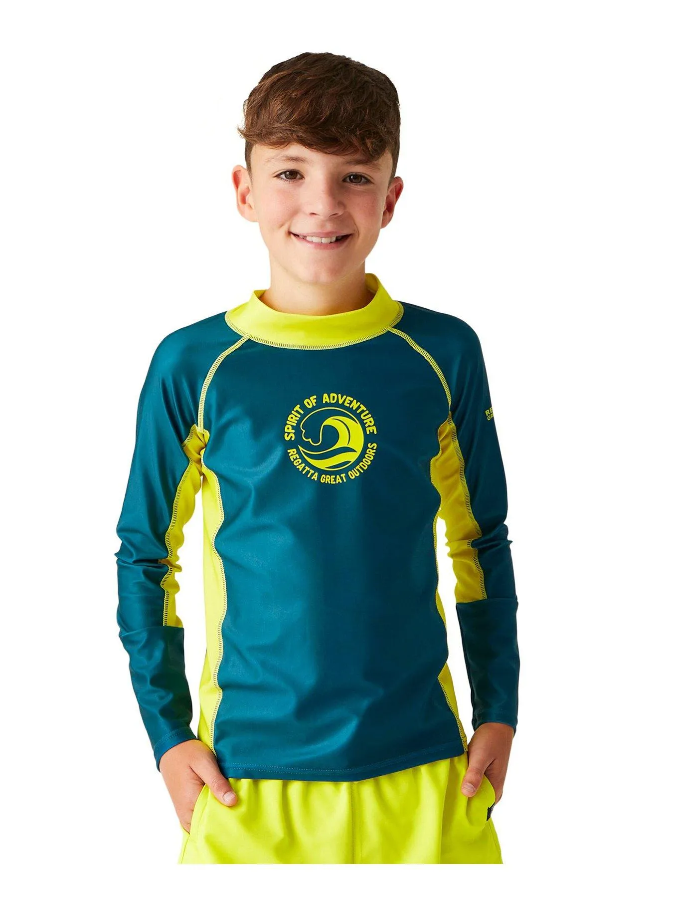 Regatta Kids Unisex Hoku 2 Rash Vest - Blue/ Lime