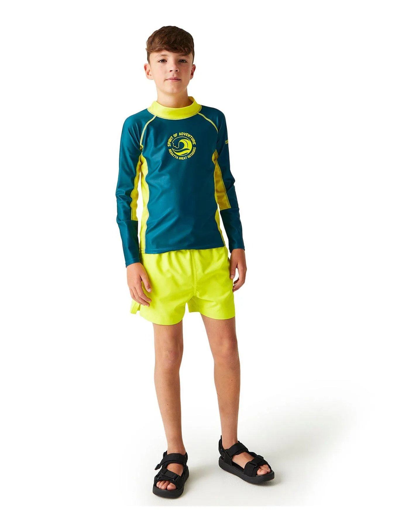 Regatta Kids Unisex Hoku 2 Rash Vest - Blue/ Lime