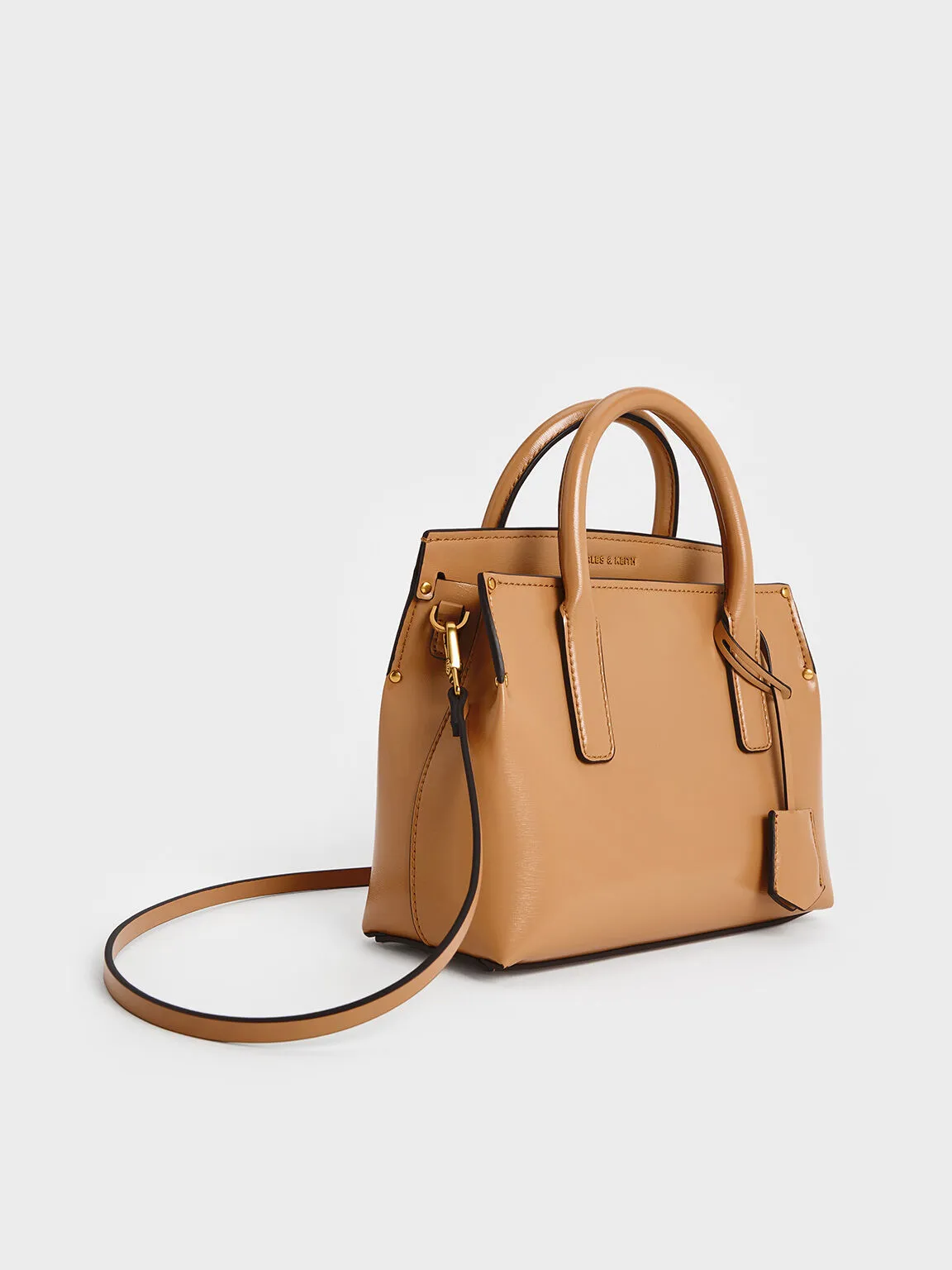 Rene Structured Top Handle Bag - Toffee