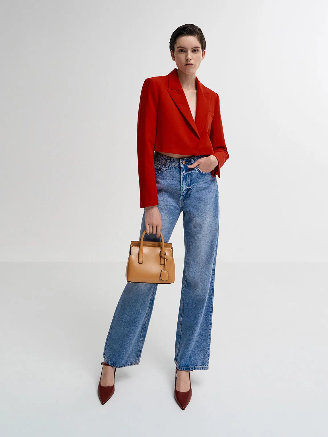 Rene Structured Top Handle Bag - Toffee