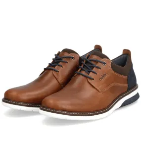 Rieker 14405 Tan and Navy Leather Trainers