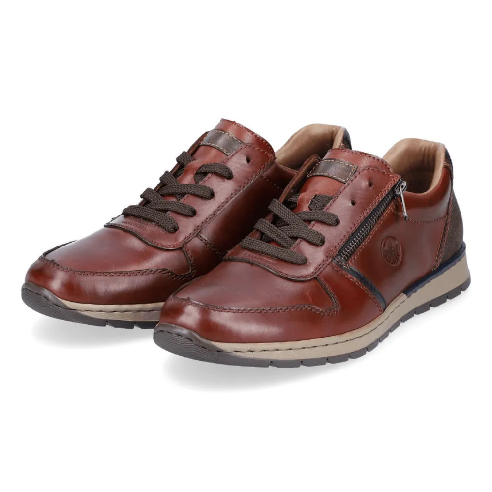 Rieker B2112 Brown Side Zip Leather Trainers