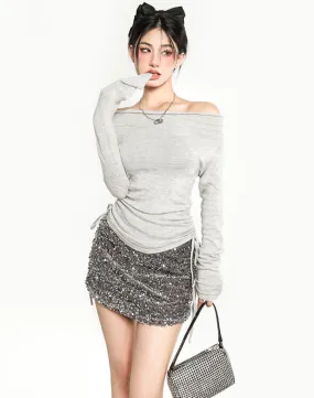 Sadie Grey Sequined Mini Skirt