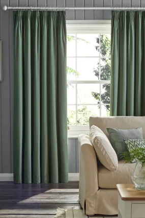 Sage Green Cotton Blackout/Thermal Pencil Pleat Curtains