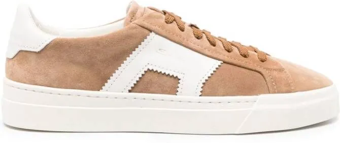 Santoni lace-up suede sneakers Neutrals