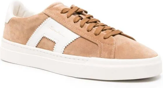 Santoni lace-up suede sneakers Neutrals