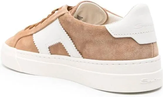 Santoni lace-up suede sneakers Neutrals