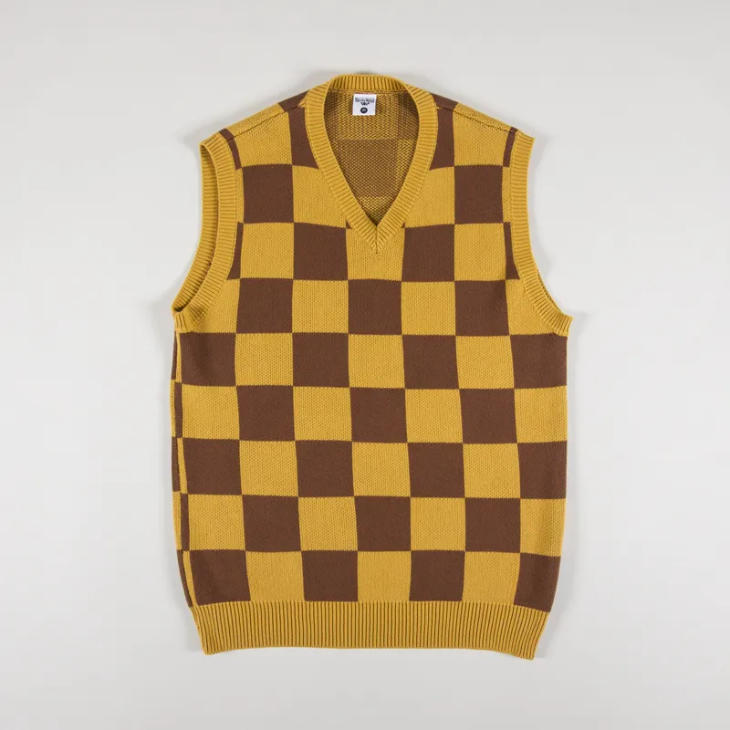 Service Works Checkerboard Knitted Vest Pecan