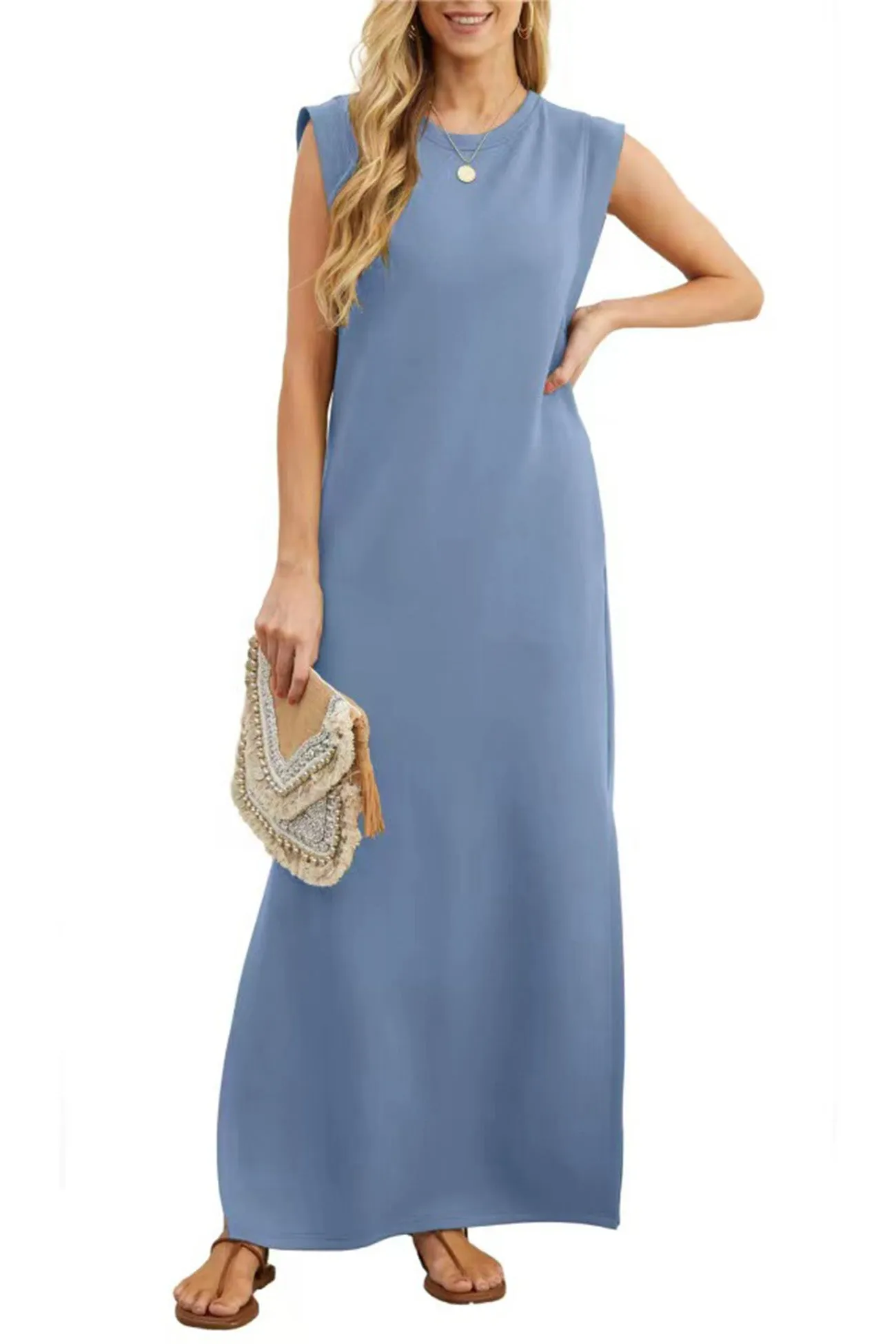 Side Slit Pocket Tank Maxi Dress